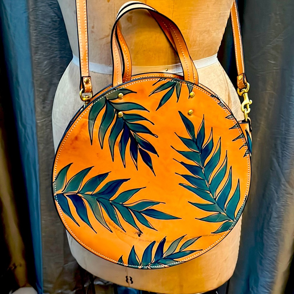 Anthropologie Orange and Green Crossbody Bag
